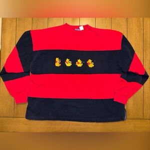 VTG Disney Winnie The Pooh Embroidered Crewneck Sweatshirt Fits L/XL Stripe